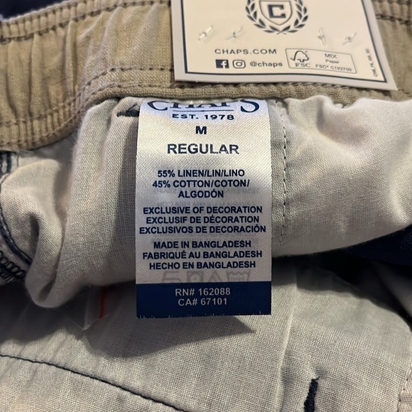 NWT-Chaps-M-dark denim-linen blend,elastic waist, drawstring, pull on, shorts. - Picture 10 of 15